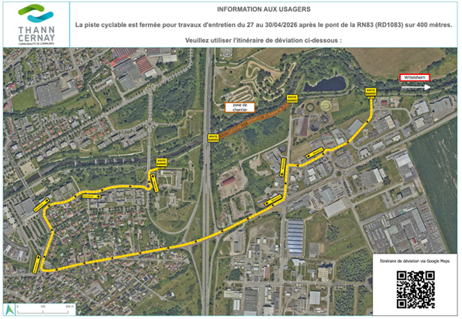 Travaux sur la piste cyclable Cernay-Wittelsheim